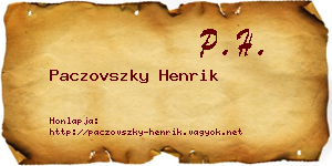 Paczovszky Henrik névjegykártya